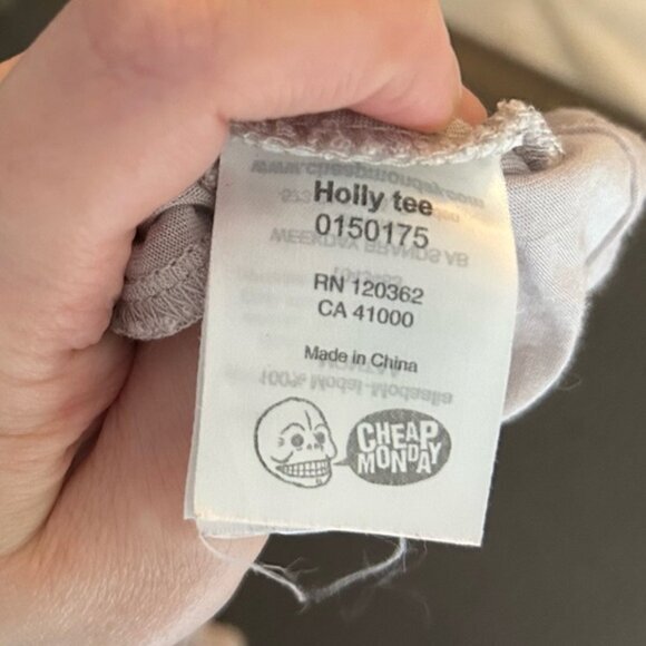 Cheap Monday Holly Tee T-Shirt Boxy Flowy Cropped Sheer Lightweight Size XS - Picture 9 of 14